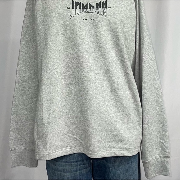 Air Jordan Large Retro Gray Black Pullover Fleece Hooded Pocketed Sweatshirt New - Picture 4 of 11